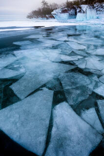 frozen plate ice on cat island in the apostle islands national lakeshore on lake superior wisconsin