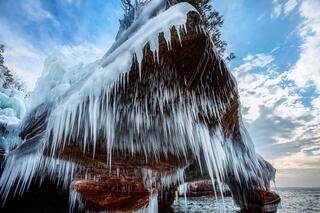 massive ice formation on devil's island in the apostle islands
