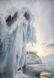 ice cave formations on Cat Island in the apostle islands