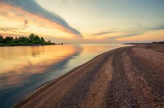 sunset from the outer island lagoon in the apostle islands national lakeshore