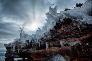ice formations on stockton island in the apostle islands national lakeshore 