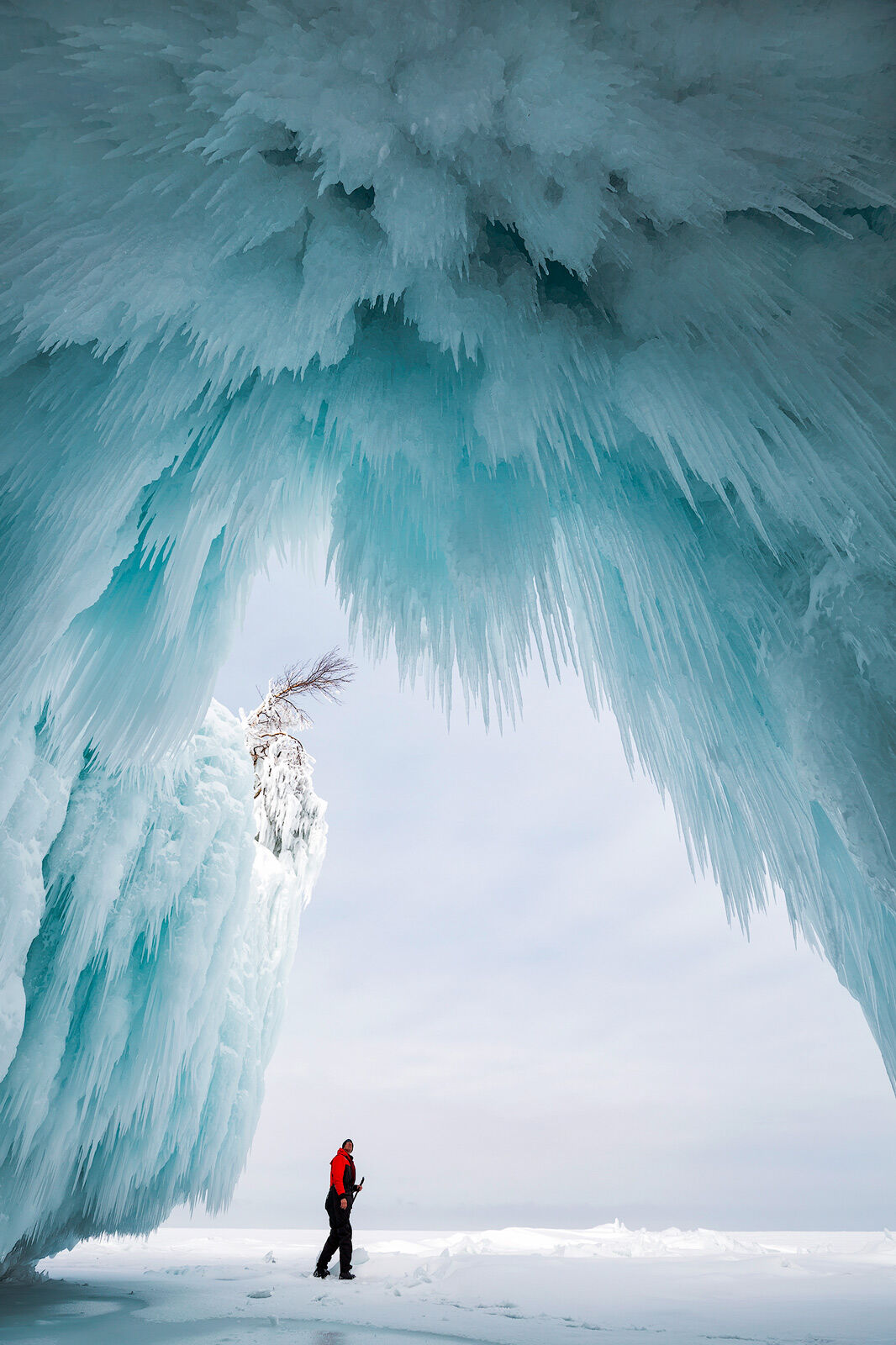 ice cave on cat island in the apostle islands of wisconsin