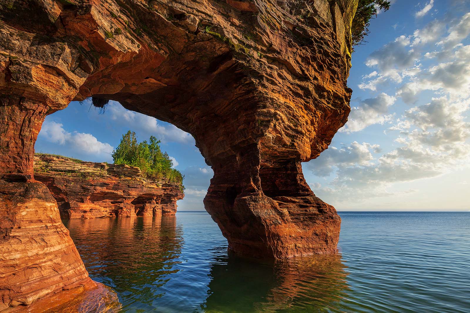 sandstone arch on devil's island in the apostle islands national lakeshore 