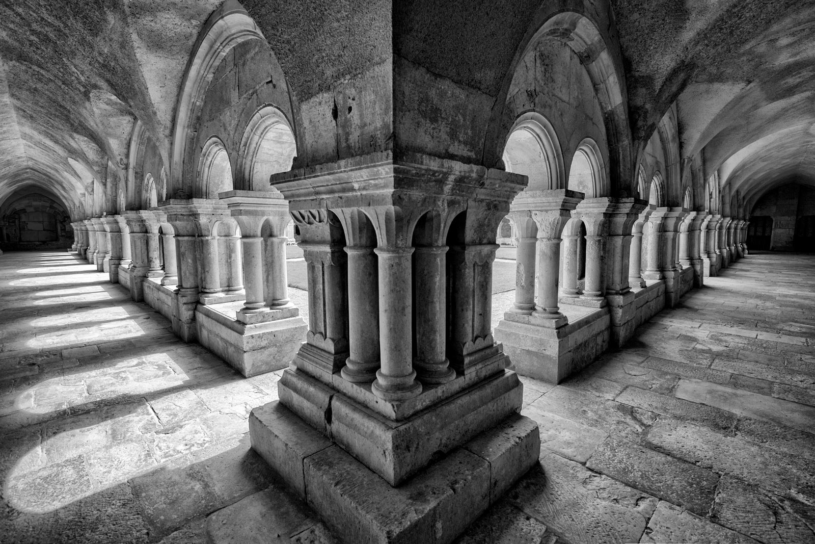 cistercian architecture at the cloister of abbey fontenay in france